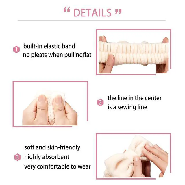 Alt view image 7 of 7 - 7 Pcs Spa Set, Facial Headband and Wristband Set, Skincare Accessories, College Style Girl Idea Gifts, Hair Accessories for Women and Girls (Khaki)