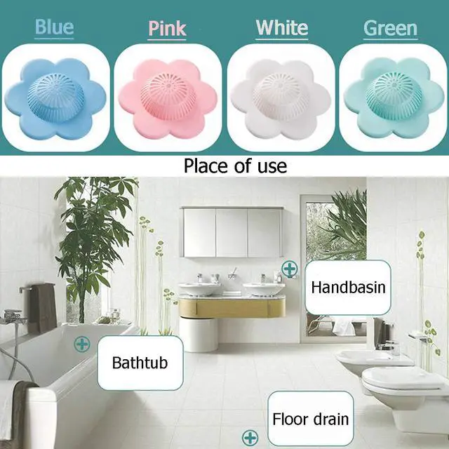 Alt view image 7 of 7 - Hair Catcher Silicone Hair Stopper Shower Drain Covers with Suction Cups Suit for Bathroom Bathtub and Kitchen 4 Pack