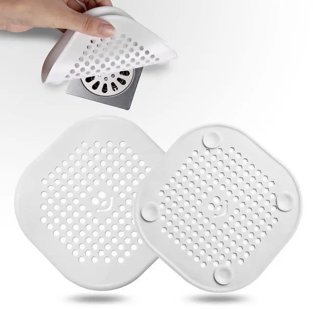 Main image of 2 Pack Drain Hair Catcher Silicone Drain Cover Sink Drain Strainer Hair Stopper for Shower Kitchen Bathroom Tub Pure White