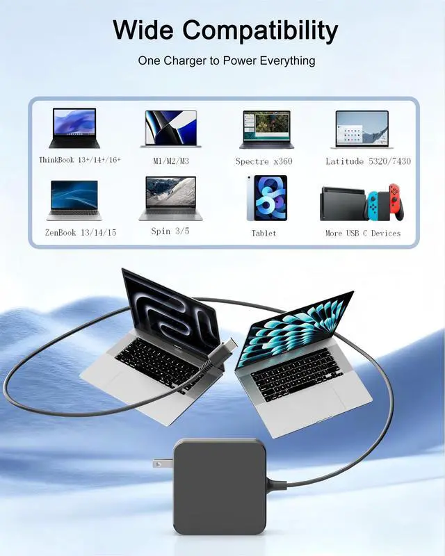 Alt view image 6 of 7 - 65W USB-C GaN PD Charger for Gaming Consoles & Notebook Laptops | Safely fast charger type c Compatible with ROG Ally, Steam Deck, Legion Go, Switch, MSI Claw, MacBook & most USB-C devices