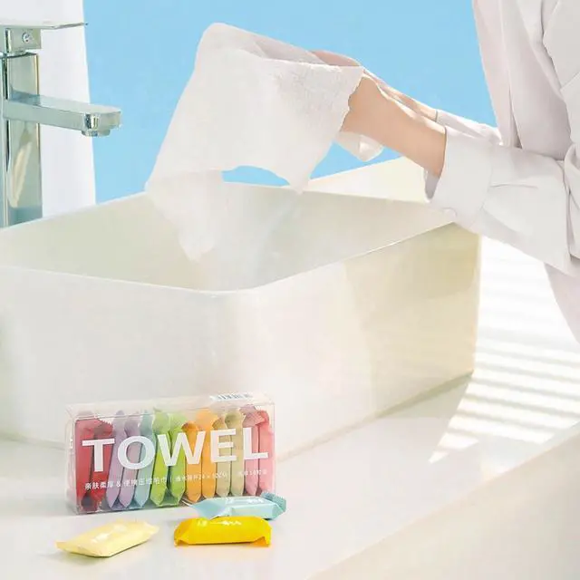 Alt view image 3 of 7 - 140 Pack Compressed Towels Tablets, Disposable Face Compressed Towels, 11x9.5 Inches Soft Wipe Face Washcloths, Portable Coin Tissue for Outdoor Travel Camping Hiking Sport Hotel Beauty Salon