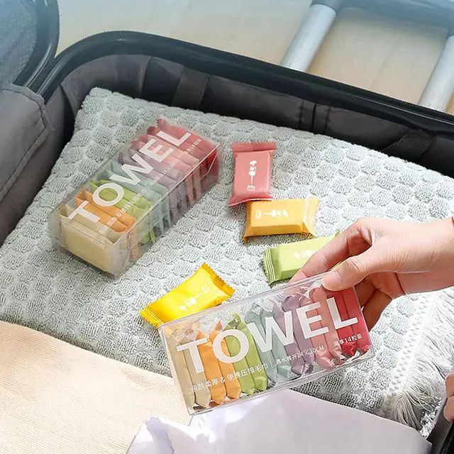 Alt view image 5 of 7 - 140 Pack Compressed Towels Tablets, Disposable Face Compressed Towels, 11x9.5 Inches Soft Wipe Face Washcloths, Portable Coin Tissue for Outdoor Travel Camping Hiking Sport Hotel Beauty Salon