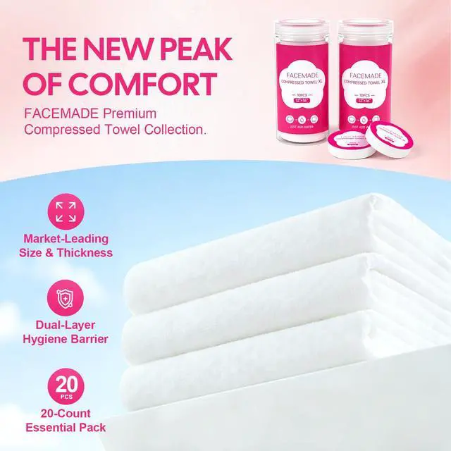 Alt view image 7 of 7 - 20 Count Premium Compressed Towels 12"×16" | Perfect for Bussiness Trip and Outdoors | Luxurious Thick & Generous Size | Individual Sealed