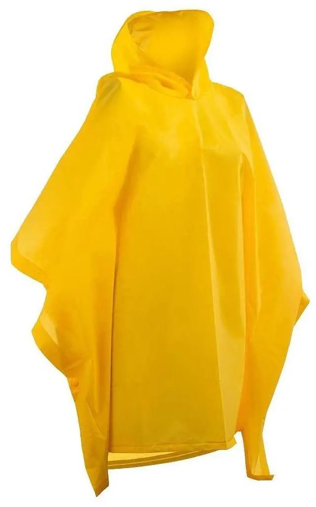 Main image of Kids Rain Poncho Reusable, Compact & Travel-Friendly, Pullover Hood, Easy Snap, Lightweight, Yellow