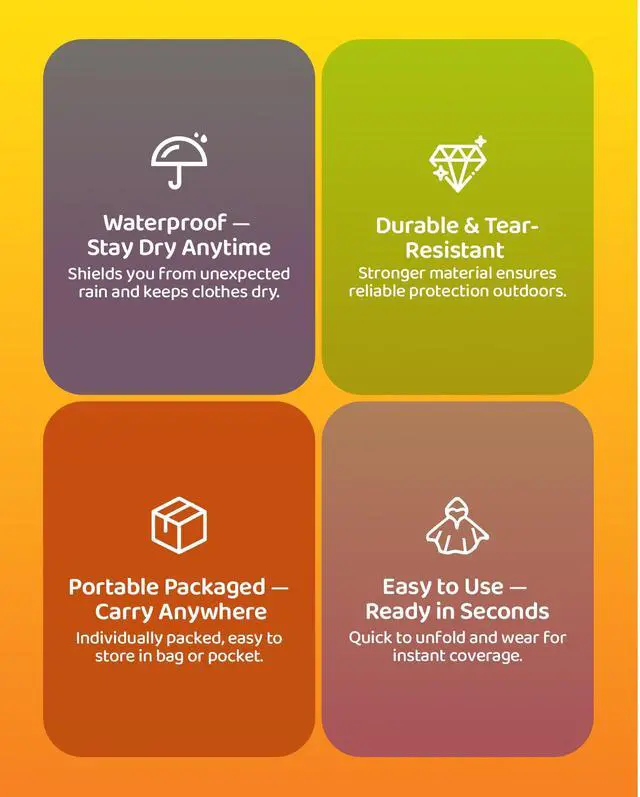 Alt view image 4 of 5 - Rain Ponchos Family Pack Disposable Poncho for Kids with Drawstring Hood, Waterproof, Lightweight & Breathable, Clear & Assorted Colors Emergency Raincoat for Travel, Theme Parks, Concerts