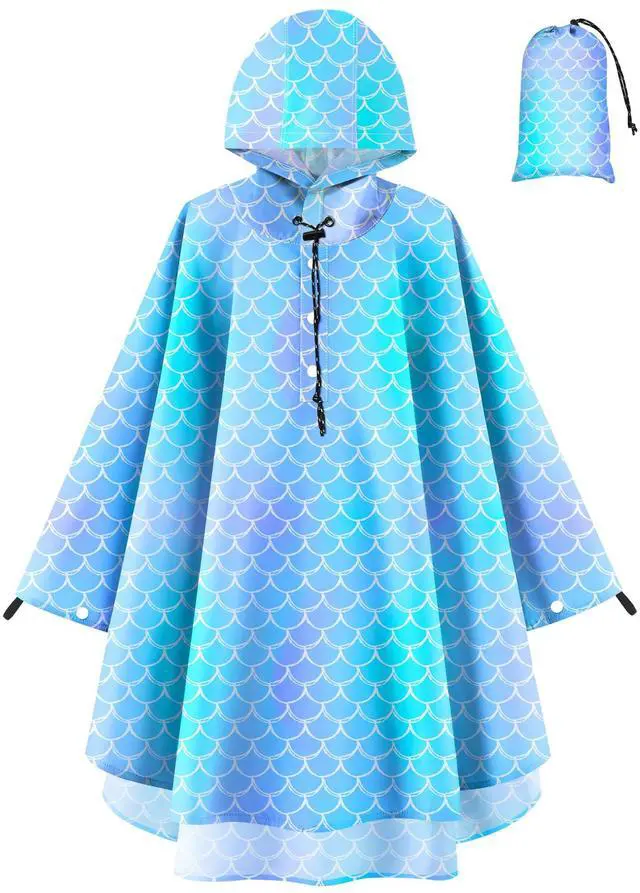 Main image of Kids Rain Poncho with Hooded Reusable Waterproof Lightweight Ponchos Kids Boy Girl Raincoat Outwear