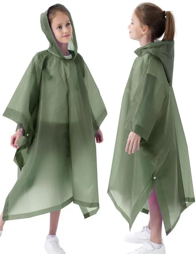 Main image of Rain Poncho for Kids(2 Pack) Waterproof Reusable EVA Raincoat One Size Rain Jackets for Children,Boys and Girls