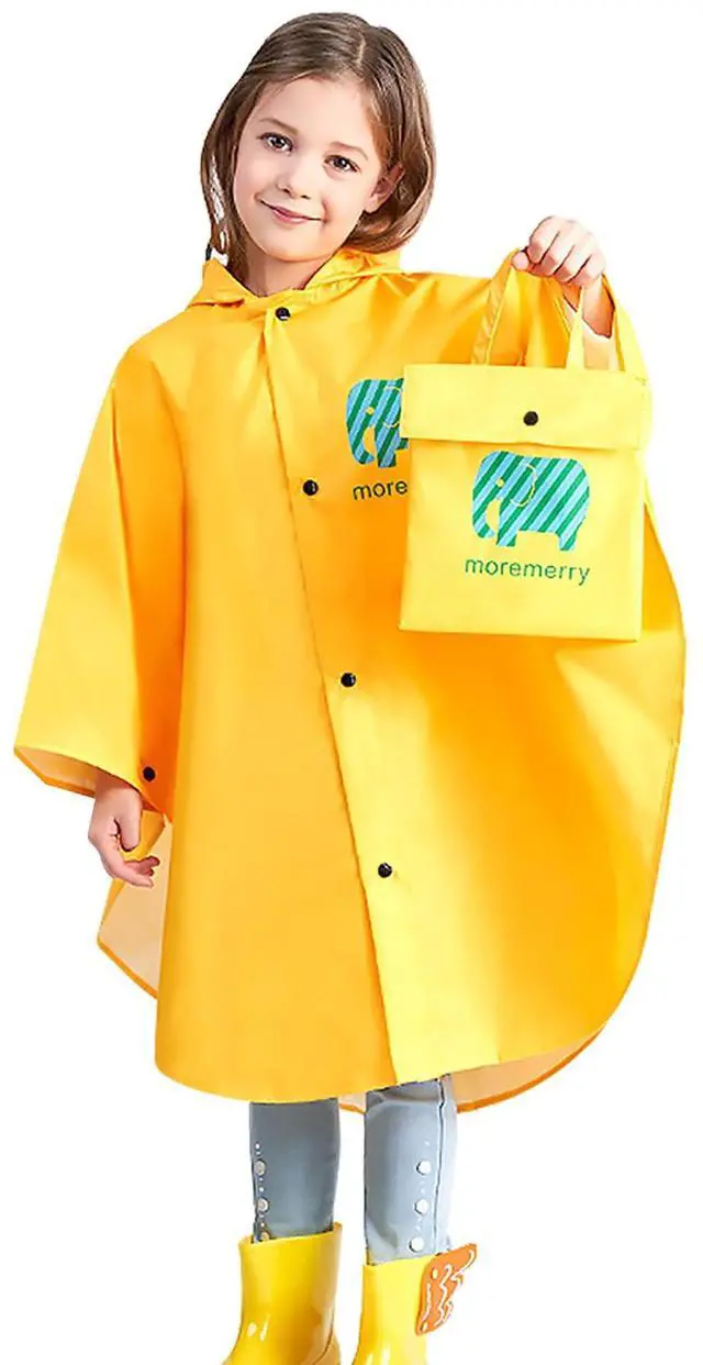 Main image of Kids Cartoon Raincoat Children's Schoolbag Waterproof Rain Jacket Coat Boys And Girls Raincoat Poncho Cape Yellow 5-7Y