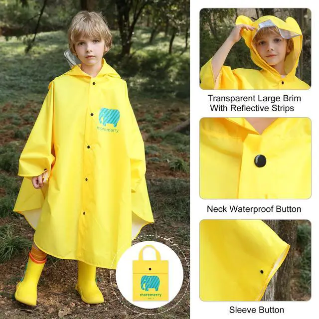 Alt view image 4 of 7 - Kids Cartoon Raincoat Children's Schoolbag Waterproof Rain Jacket Coat Boys And Girls Raincoat Poncho Cape Yellow 5-7Y