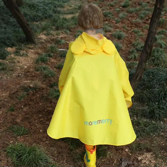 Alt view image 7 of 7 - Kids Cartoon Raincoat Children's Schoolbag Waterproof Rain Jacket Coat Boys And Girls Raincoat Poncho Cape Yellow 5-7Y