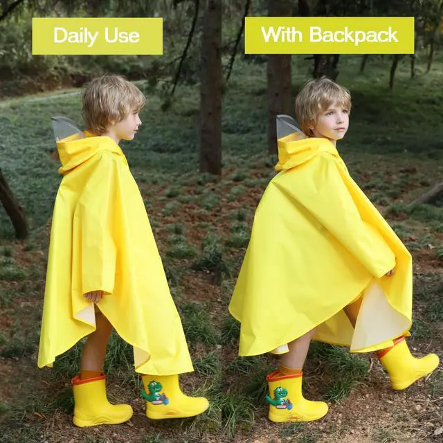 Alt view image 3 of 7 - Kids Cartoon Raincoat Children's Schoolbag Waterproof Rain Jacket Coat Boys And Girls Raincoat Poncho Cape Yellow 5-7Y