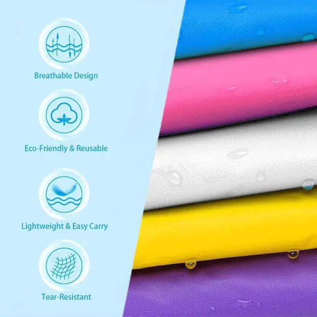 Alt view image 5 of 7 - Kids Rain Poncho 2 Pack, Reusable EVA Rain Coats for Kids Emergency Child Ponchos Jacket with Hood for 6-14 Girls Boys (Pink+Purple)