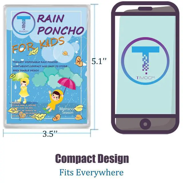 Alt view image 5 of 7 - Disposable Rain Ponchos for Kids 6 Pack Extra Thick | Clear PE Material, Lightweight & Waterproof Emergency Ponchos for Theme Parks, Travel, Camping & Outdoor Activities