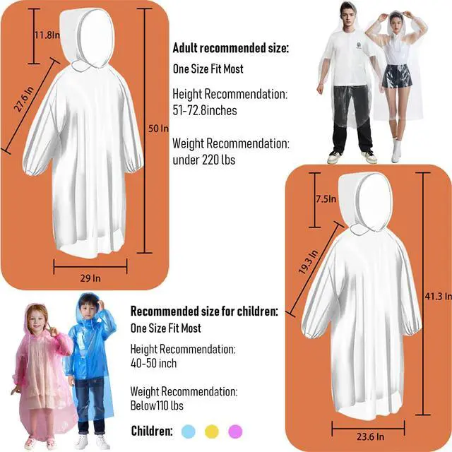 Alt view image 5 of 7 - Ponchos Family Pack, (8 Pack) Rain Poncho for Adults Disposable Emergency Rain Ponchos