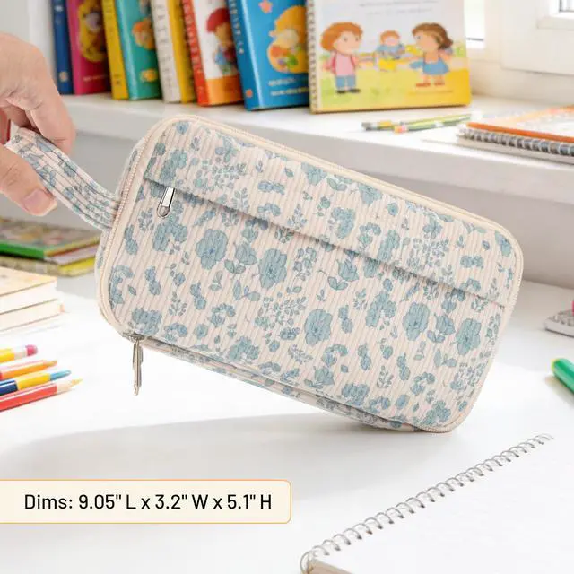 Alt view image 7 of 7 - Cute Big Pencil Case Pouch Bag Strawberry for Teen Girls Boy Gift | Large Capacity 4 Compartment Multiple Pockets Corduroy Aesthetic Pen Bag Pouch Organizer for School College Art Supplies