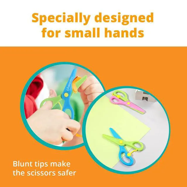 Alt view image 3 of 6 - Safety Scissors for Small Hands (Ages 3-5) - Kid-Safe Plastic Training Scissors for Preschoolers, Child Hand-Eye Coordination Development, Kids Scissors, Toddler Safety Scissors (2 pack)