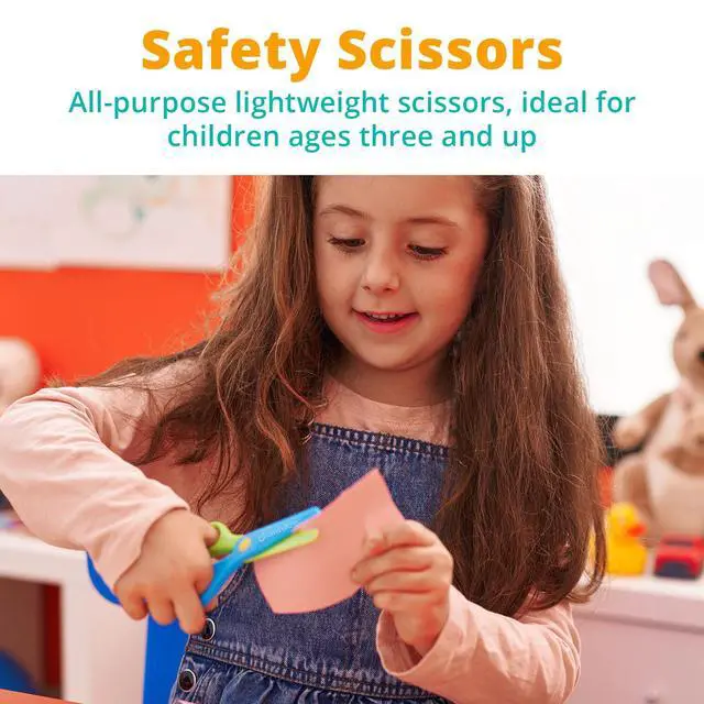 Alt view image 2 of 6 - Safety Scissors for Small Hands (Ages 3-5) - Kid-Safe Plastic Training Scissors for Preschoolers, Child Hand-Eye Coordination Development, Kids Scissors, Toddler Safety Scissors (2 pack)