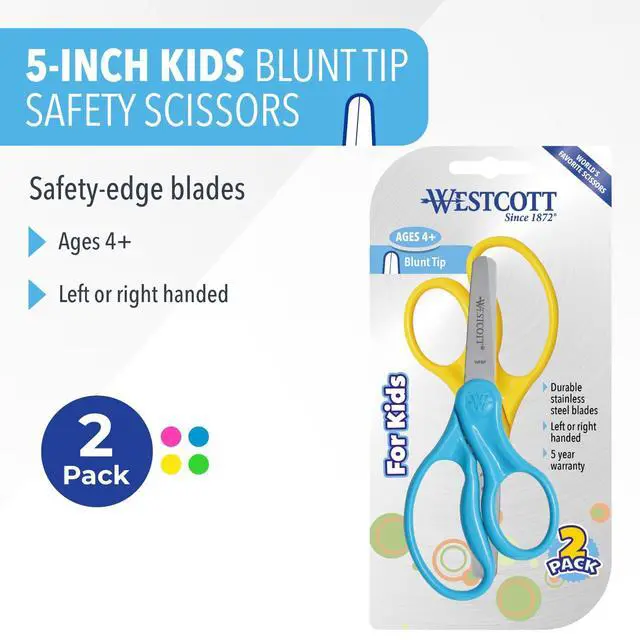 Alt view image 2 of 7 - 5" Hard Handle Kids Scissors, Blunt, Assorted Colors, 2-Pack