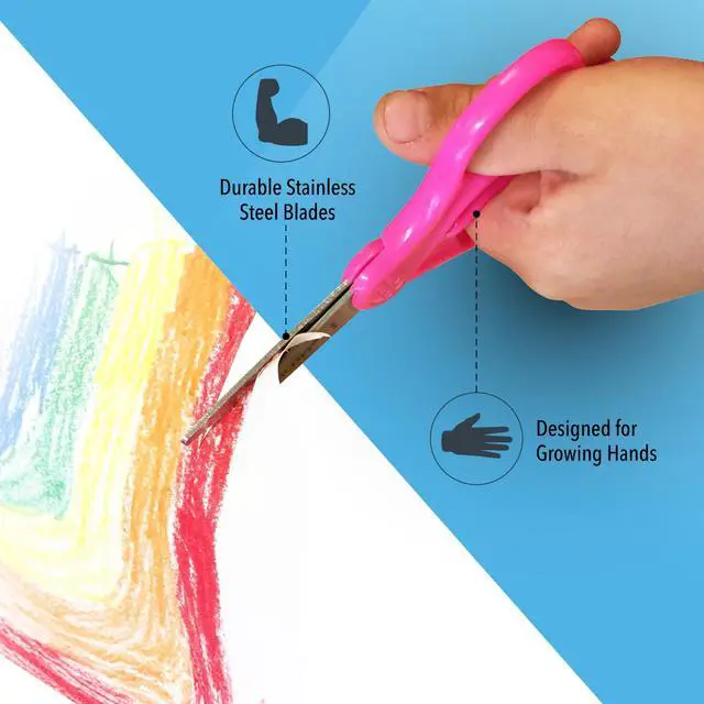 Alt view image 3 of 7 - 5" Hard Handle Kids Scissors, Blunt, Assorted Colors, 2-Pack
