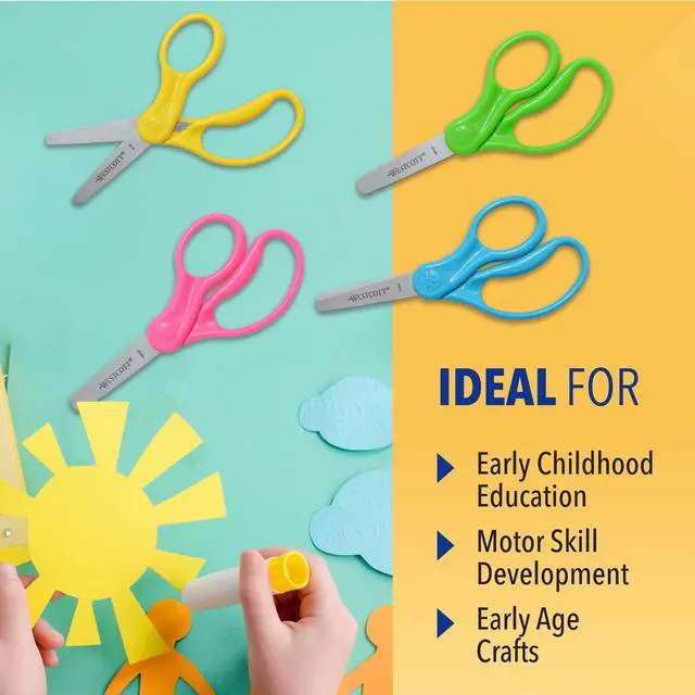 Alt view image 4 of 7 - 5" Hard Handle Kids Scissors, Blunt, Assorted Colors, 2-Pack