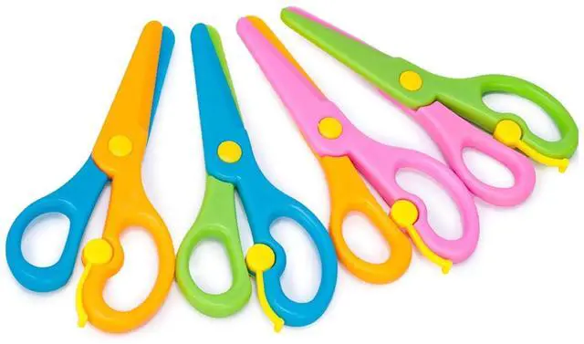 Main image of 4PCS Toddler Safety Scissors, Blunt Tip Scissor, Anti-Pinch | Preschool Training Art Supplies for Kids, Child Hand Eye Coordination Development, Playdough Tools Crafts Essentials