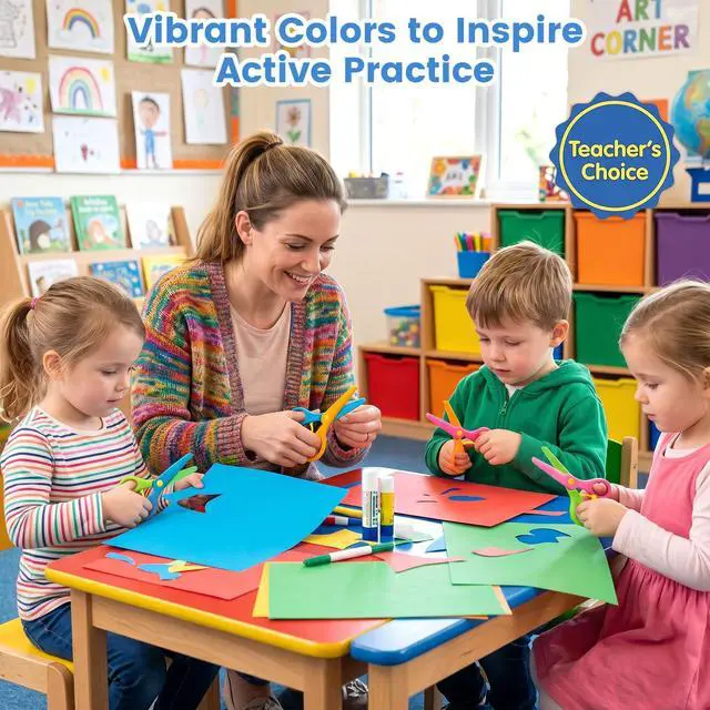Alt view image 5 of 6 - 4PCS Toddler Safety Scissors, Blunt Tip Scissor, Anti-Pinch | Preschool Training Art Supplies for Kids, Child Hand Eye Coordination Development, Playdough Tools Crafts Essentials