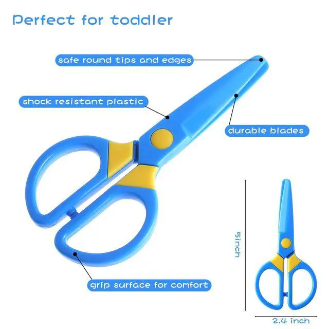 Alt view image 5 of 6 - Toddler Safety Scissors, 3-Pack with 60 Craft Paper Sheets for Kids | Blunt Tip, Plastic Kids Scissors, Ergonomic Grips, Preschool Training, Left and Right Handed, Ages 2-5