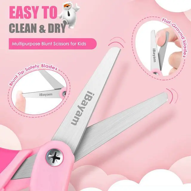 Alt view image 3 of 7 - 5" Kid Scissors Soft Grip, Blunt Tips, Right & Left Handed, 4 Colors | Premium Stainless Steel Blades, Soft Non-Slip Handle, Protective Cover, School Classroom Toddler Arts & Crafts, Ages 4+