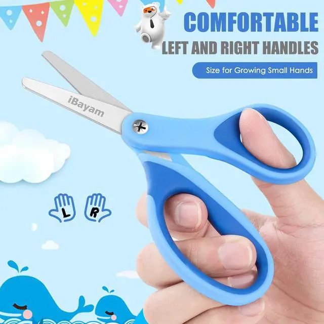 Alt view image 4 of 7 - 5" Kid Scissors Soft Grip, Blunt Tips, Right & Left Handed, 4 Colors | Premium Stainless Steel Blades, Soft Non-Slip Handle, Protective Cover, School Classroom Toddler Arts & Crafts, Ages 4+