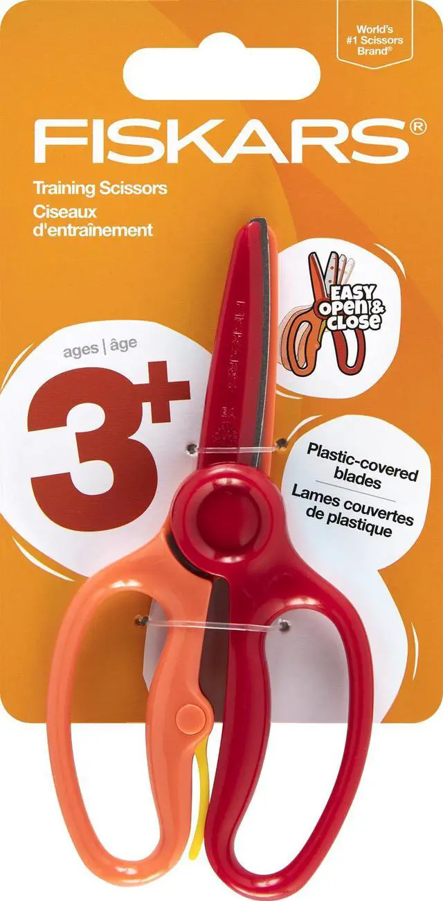 Main image of Training Scissors for Preschoolers Ages 3+, Small Kids Safety Scissors with Training Lever, Easy to Use, Preschooler Art Supplies, Back To School, Red