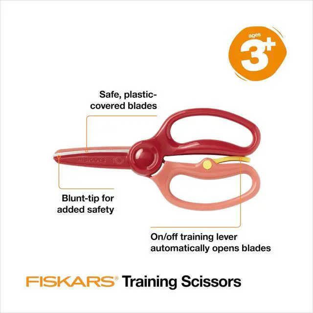 Alt view image 2 of 7 - Training Scissors for Preschoolers Ages 3+, Small Kids Safety Scissors with Training Lever, Easy to Use, Preschooler Art Supplies, Back To School, Red