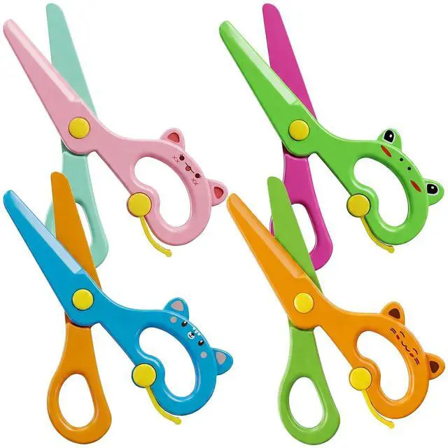 Main image of 4PCS Toddler Safety Scissors, Blunt Tip Training Scissors | ABS, Anti-Pinch Design for Kids, for Playdough Tools and DIY Art Craft Supplies, Cutting Skills, Toddler School Essentials
