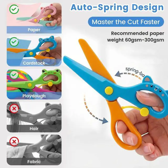 Alt view image 3 of 6 - 4PCS Toddler Safety Scissors, Blunt Tip Training Scissors | ABS, Anti-Pinch Design for Kids, for Playdough Tools and DIY Art Craft Supplies, Cutting Skills, Toddler School Essentials