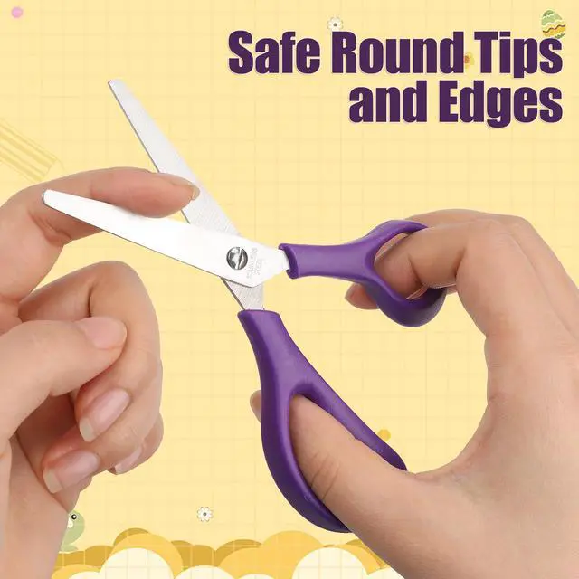 Alt view image 5 of 7 - 24 Pack 5.5" Kids Scissors Safety Small Child Scissors for School | 5 Inch Kid Scissors Bulk Blunt Round Tip Scissors Student Children Scissors for Classroom Kindergarten Age 5-8 Comfort Grip
