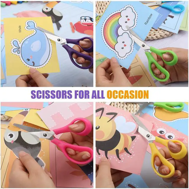 Alt view image 7 of 7 - 24 Pack 5.5" Kids Scissors Safety Small Child Scissors for School | 5 Inch Kid Scissors Bulk Blunt Round Tip Scissors Student Children Scissors for Classroom Kindergarten Age 5-8 Comfort Grip
