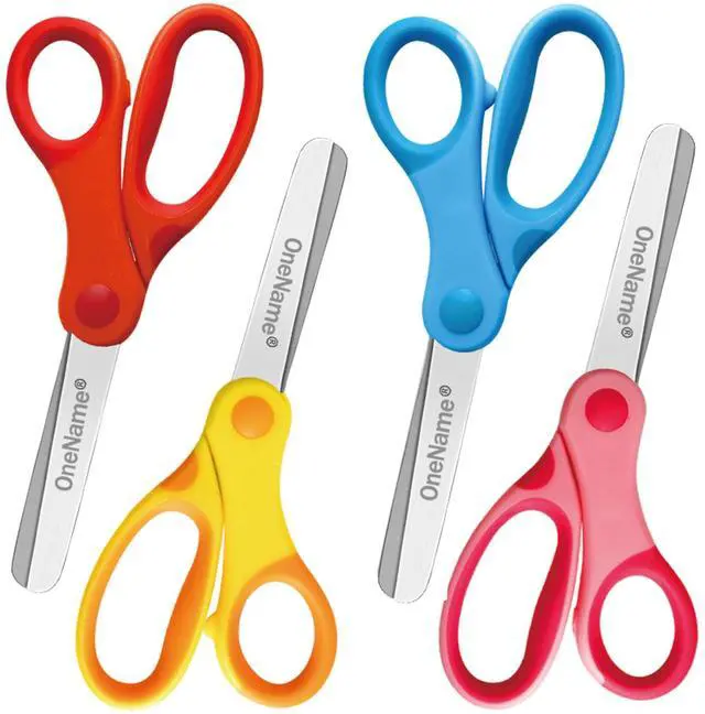 Main image of 5" Kids Scissors,Safety Blunt Tip Scissors for School Supplies 4 P | Soft Comfort-Grip Handles,Stainless Steel Blades,for Student,Classroom,Crafting DIY Arts Home,Age 4-8 6-8 Assorted Colors