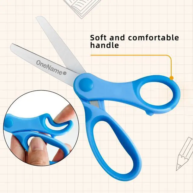 Alt view image 3 of 6 - 5" Kids Scissors,Safety Blunt Tip Scissors for School Supplies 4 P | Soft Comfort-Grip Handles,Stainless Steel Blades,for Student,Classroom,Crafting DIY Arts Home,Age 4-8 6-8 Assorted Colors