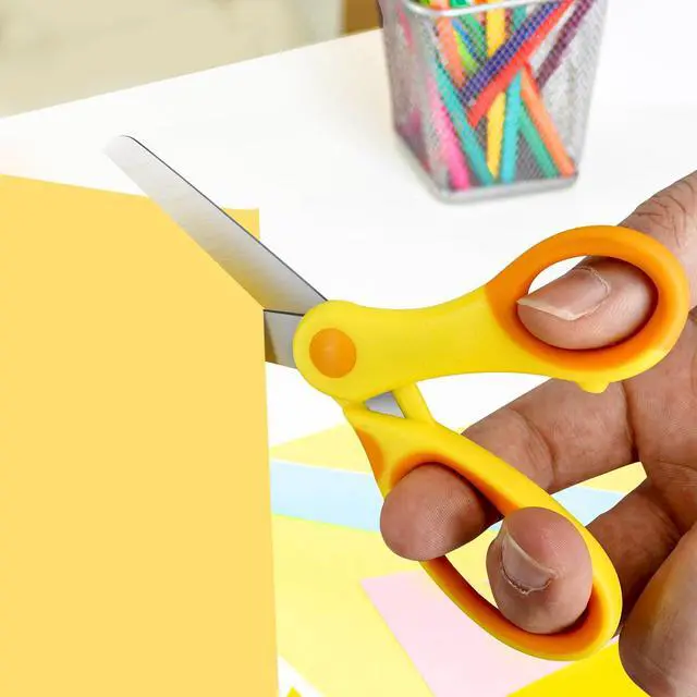 Alt view image 5 of 6 - 5" Kids Scissors,Safety Blunt Tip Scissors for School Supplies 4 P | Soft Comfort-Grip Handles,Stainless Steel Blades,for Student,Classroom,Crafting DIY Arts Home,Age 4-8 6-8 Assorted Colors