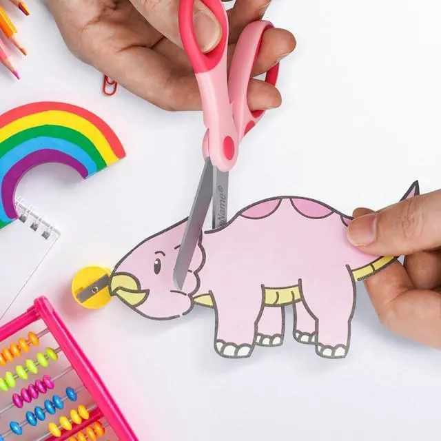 Alt view image 6 of 6 - 5" Kids Scissors,Safety Blunt Tip Scissors for School Supplies 4 P | Soft Comfort-Grip Handles,Stainless Steel Blades,for Student,Classroom,Crafting DIY Arts Home,Age 4-8 6-8 Assorted Colors