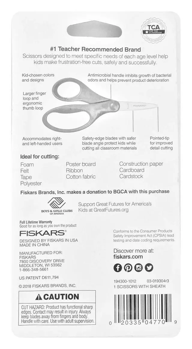 Alt view image 2 of 3 - Safety-Edge Pointed-tip Kids Scissors - 5 inches - Blue - Includes Blade Cover