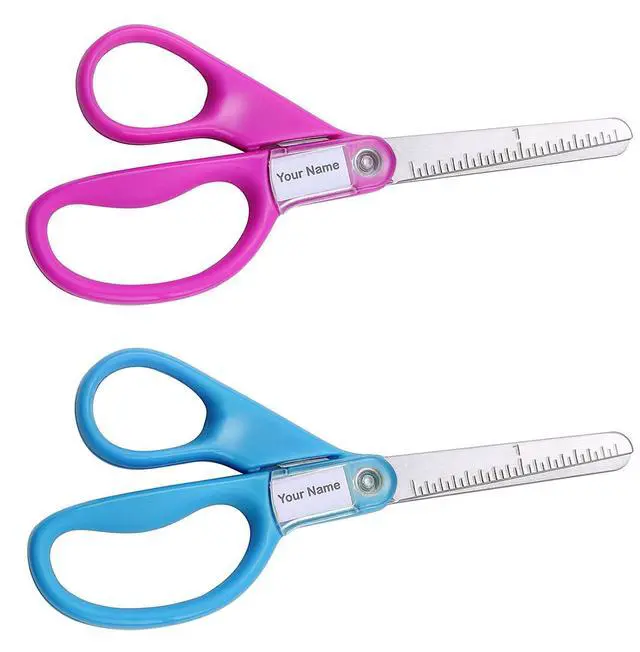 Alt view image 2 of 6 - 5 Kids Scissors, Blunt Tip, Safety, Comfortable, For Left and Right Handed Use, For Office School Student Crafts, Assorted Colors, 2 Pack