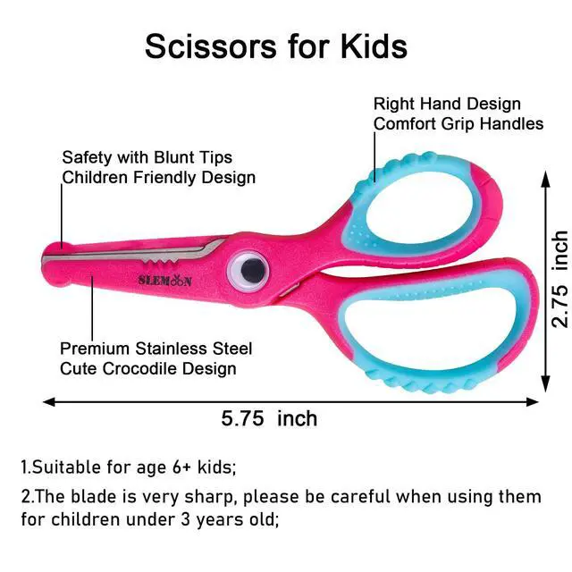 Alt view image 3 of 7 - Kids Scissors 5.5 Inch,Blunt Tip Toddler Safety Scissors,3 Pack