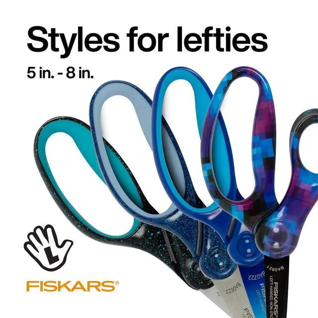 Alt view image 3 of 7 - 5" SoftGrip Kids Left-Handed Pointed-Tip Scissors, Ages 4-7, Blue | Scissors with Safety Edge Blades for School or Crafting, Ergonomic Handles Designed for Kids Hands, Back to School Supplies