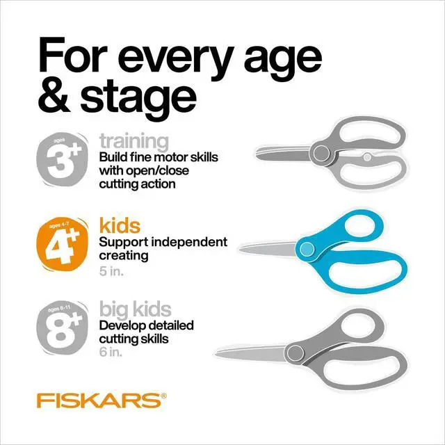 Alt view image 4 of 7 - 5" SoftGrip Kids Left-Handed Pointed-Tip Scissors, Ages 4-7, Blue | Scissors with Safety Edge Blades for School or Crafting, Ergonomic Handles Designed for Kids Hands, Back to School Supplies