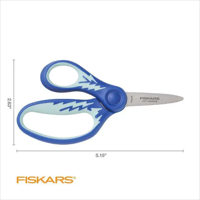 Alt view image 6 of 7 - 5" SoftGrip Kids Left-Handed Pointed-Tip Scissors, Ages 4-7, Blue | Scissors with Safety Edge Blades for School or Crafting, Ergonomic Handles Designed for Kids Hands, Back to School Supplies