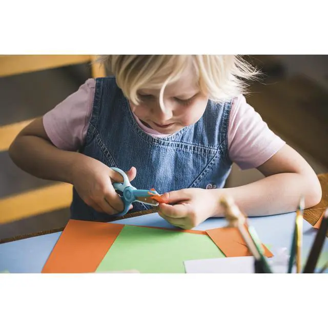 Alt view image 7 of 7 - Training Scissors for Preschoolers Ages 3+, Small Kids Safety Scissors with Training Lever, Easy to Use, Preschooler Art Supplies, Back To School, Turquoise