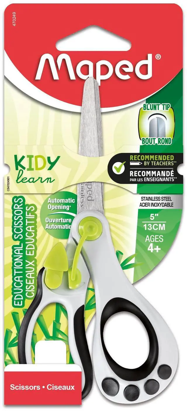 Main image of Koopy - Educational scissors - Black/white - 5 in | Spring-Assisted - Child Safety - Ergonomic Design - ideal for Crafting Projects - School Supplies for Kids