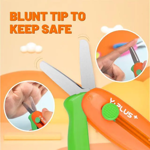 Alt view image 2 of 6 - Safety Scissors for Kids, 3Pcs Retractable Toddler Scissors for Preschool | Retractable Kids Scissors for Small Hand, Ages 3-5 2-4 1-3 Cutting Tool for Toddler Crafts and Preschool Activities