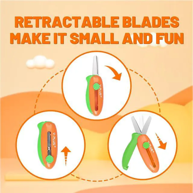 Alt view image 3 of 6 - Safety Scissors for Kids, 3Pcs Retractable Toddler Scissors for Preschool | Retractable Kids Scissors for Small Hand, Ages 3-5 2-4 1-3 Cutting Tool for Toddler Crafts and Preschool Activities