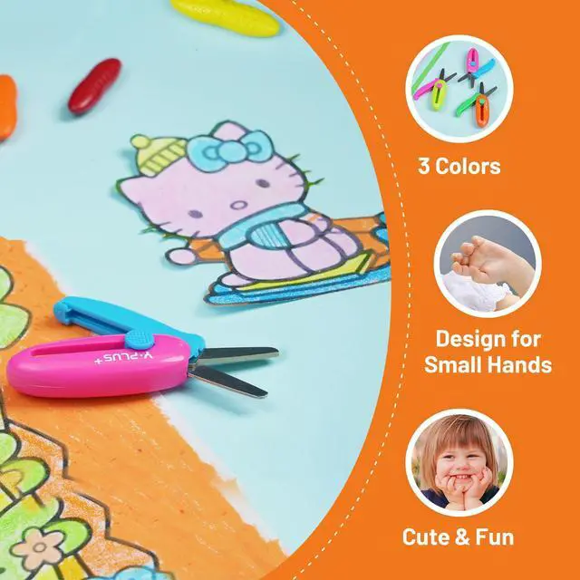 Alt view image 5 of 6 - Safety Scissors for Kids, 3Pcs Retractable Toddler Scissors for Preschool | Retractable Kids Scissors for Small Hand, Ages 3-5 2-4 1-3 Cutting Tool for Toddler Crafts and Preschool Activities